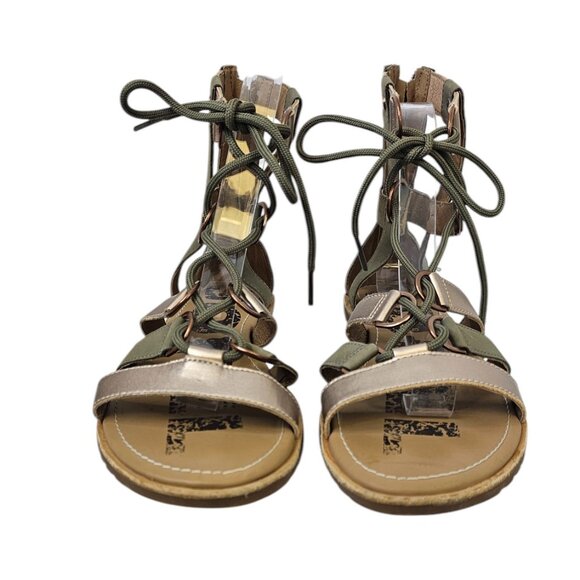SOREL Womens Ella Lace Up High Top Leather Gladiator Sandals, Rose/Sage, Size 9 - Picture 4 of 9